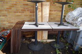 *Four Square Wood Topped Tables with Metal Bases, plus Eight Tabletops