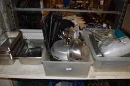 Contents of Self to Include Bain Marie Inserts, Cutlery, Plates, etc.