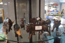 Seven Carved Wooden African Animals