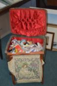 Sewing Box and Contents plus Knitting Bag