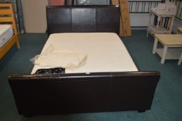 King Size Leather Effect Bed Frame with Mattress