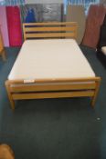 Solid Oak Double Bed Frame with Dreams Mattress 4'