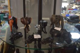 Eight Carved Wooden African Animals