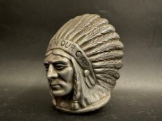 A Guy 'feathers in our cap' polished aluminium Native American lorry mascot, approx. 4 1/2
