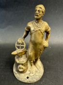 A Vulcan blacksmith car mascot, earlier version with head turning right, approx. 4 1/2