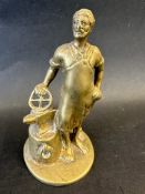 A Vulcan blacksmith car mascot, earlier version with head turning right, approx. 4 1/2