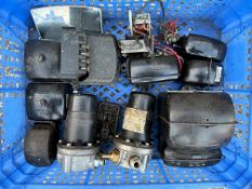 A tray of fuel pumps and regulators etc.