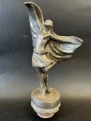 A car mascot in the form of a 1920s flapper girl, radiator cap mounted, approx. 8 1/2