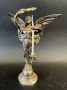 A car mascot in the form of an angel with laurel wreath crown and trumpet to left hand, approx. 7