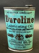 A Duroline Lubricating Oil oval can.