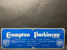 A Crompton Parkinson Limited rectangular advertising sign, 48 x 16
