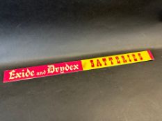 An Exide and Drydex Batteries shelf strip.