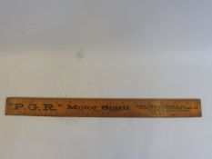 A rare P.G.R Motor Spirit advertising rule.