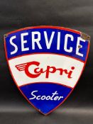 A Capri Scooter shield shaped enamel sign in good condition, 16 x 20
