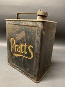A Pratts two gallon petrol can by Valor dated April 1930 with gilded lettering and attached wooden
