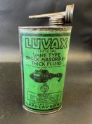 A Luvax oval shock absorber fluid can.