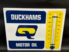 A Duckhams Motor Oil enamel thermometer by Burnham of London, in excellent condition, 26 x 20