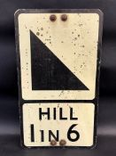 A reflective road sign for 'Hill 1 in 6', by Winsser, 12 x 21