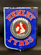 An unusual Henley Tyres double sided enamel sign by Franco, 15 x 20