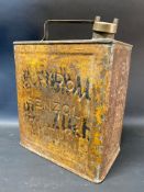 A Blaydon Benzole Mixture rebranded as National Benzole two gallon petrol can by Grant of London,