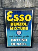 A rare surviving poster advertising Esso Benzol Mixture, framed, 22 x 32