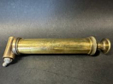 A good quality brass Jeavons spring gaiter greaser, 6 1/4