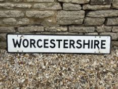 A Worcestershire county border sign, cast alloy, 48 1/2 x 9