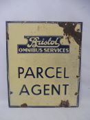 A Bristol Omnibus Services Parcel Agent enamel advertising sign, 13 1/2 x 16