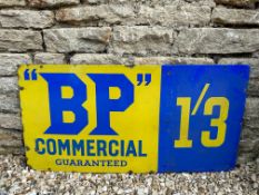 A BP Commercial Guaranteed rectangular enamel sign in good condition, 36 x 18