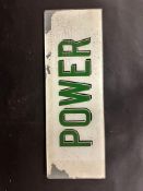 A Power branded glass insert from a fuel pump, 20 x 7