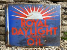 A Royal Daylight Oil double sided enamel sign with hanging flange, 22 x 18