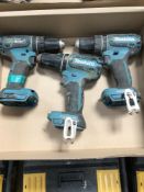 (3) Mikita DHP485 Combi Drills please note no battery or charger