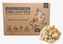 8 x Packs of Fandango Natural Wood Wool Firelighters - 32 x Firelighters Per Pack - New Stock -