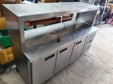 1 x Polar U-Series Triple Door Counter Fridge with Overshelf - Model: G597 - Ref: TCH130 - CL840 - L