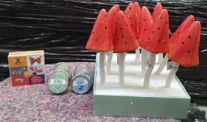 24 x Assorted Gardeners Products Including Medium Tinkling Toadstool Ornaments, Seedball Ball