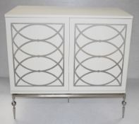 1 x JUSTIN VAN BREDA 'Margot' Beskoke 2-Door Cream Sideboard In Cream, With Stainless Steel Fretwork