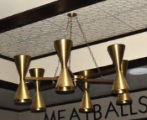 1 x Brass Coloured Chandelier With Six Hourglass Lights