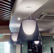 6 x Large Contemporary Light Fittings Featuring Banded Titnted Acrylic Shades