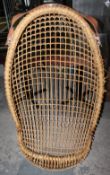 1 x Ceiling Suspended Cage Seat Wicker Egg Chair - Dimensions: H128 x W74 x D55cm, Chain: 130cm -