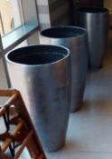 3 x Large Statement Planters With A Metallic Finish - Ref: GEN781 WH2 - CL811 BEL - Location: