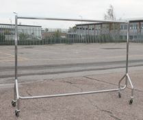 5 x Heavy Duty Retail Garment Rails On Castors - Recently Removed From A World-renowned London