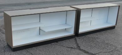 A Pair Of Illuminated IT / Computer Retail Display Cabinets With A Limed Finish