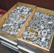 1 x Assorted Job Lot - Galv Conduit Accessories, PVC Pipe/Brass Fittings, End Caps, Extension Rings