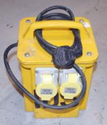 1 x Site Transformer For 110v Tools and Lighting - 3.3kva - 2 x 16A Sockets - 240v to 110v