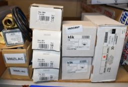 1 x Assorted Job Lot - 10 Items - Relays, Klik Occupancy Sensors, Motorised Valve, Elmdene PSU