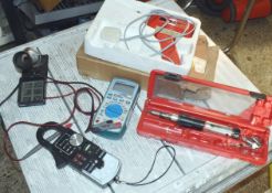 1 x Assorted Lot of Tools - Eagle Clamp Meter, Alphatek Multimeter, Soldering Gun & Soldering Irons