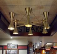 1 x Large and Impressive Commercial 6-Arm Chandelier Light Fitting With Gold Finish - CL805 -