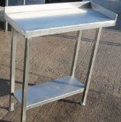 1 x Narrow Stainless Steel Prep Bench Table With Upstand and Undershelf - CL805 - Ref: GEN1001 VP