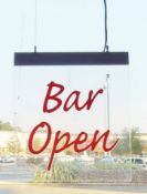 1 x Restaurant Bar Open Illuminated Hanging Window Sign in Acrylic - CL805 - Location: