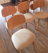 Set Of 4 x BUNNY CHAIR Wood And PU Beige Leather Upholstery Chairs Seat 18.5